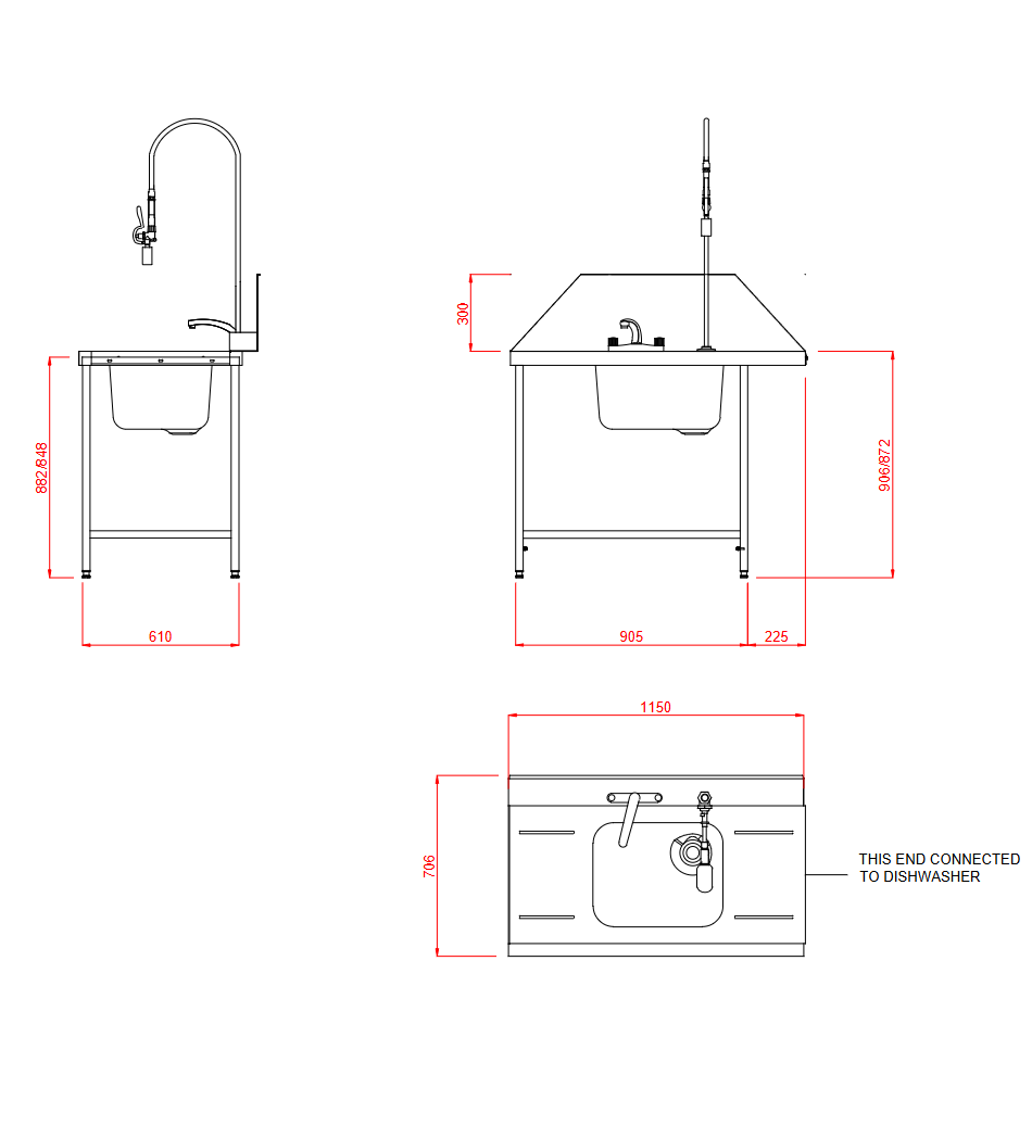 Hobart Inlet Double Rack Table & Sink L/R-Left Hand
