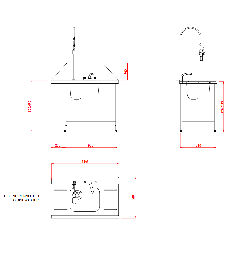 Hobart Inlet Double Rack Table & Sink R/L-Right Hand
