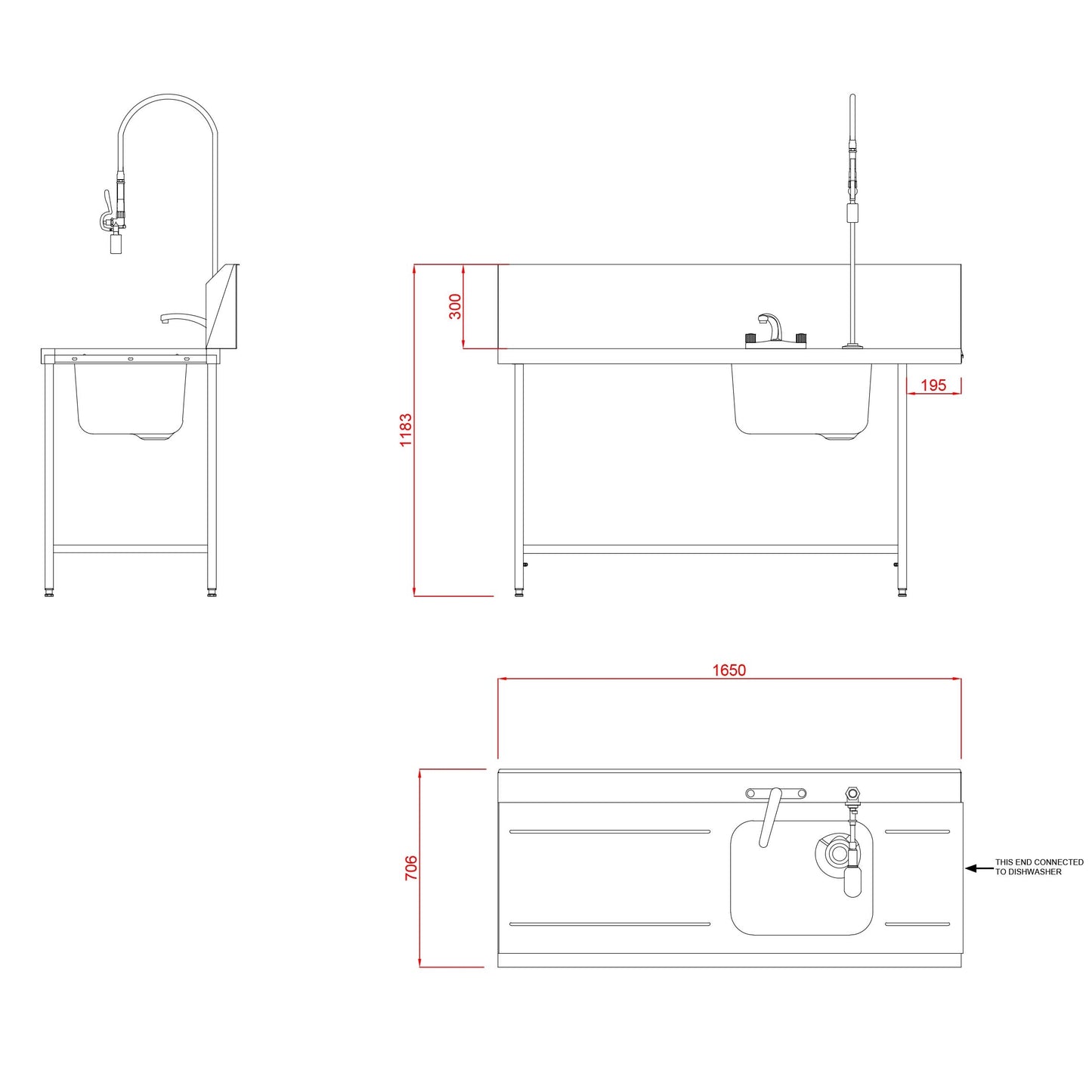 Hobart Inlet Triple Rack Table & Sink L/R-Left Hand