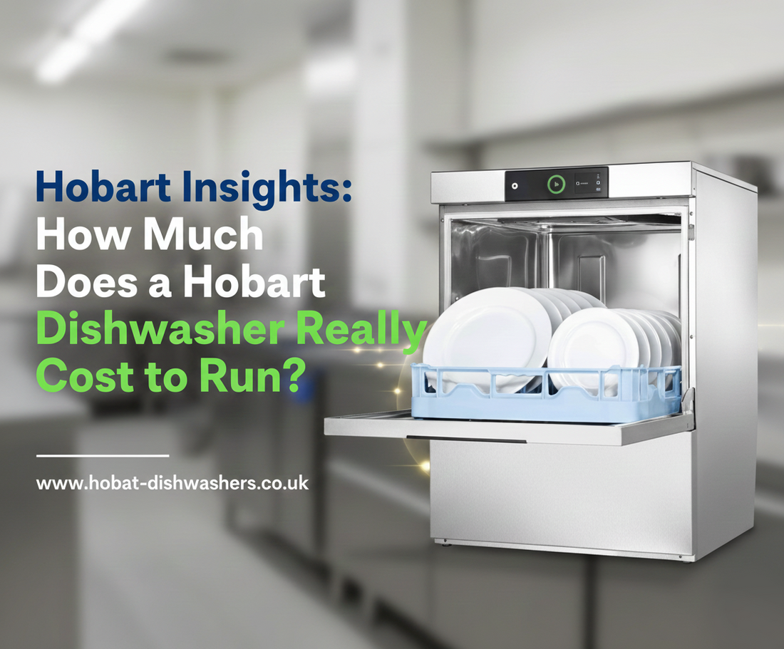 Hobart commercial dishwasher operating in a professional kitchen