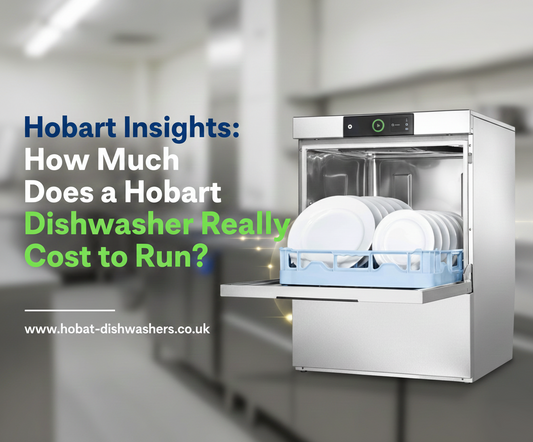 Hobart commercial dishwasher operating in a professional kitchen