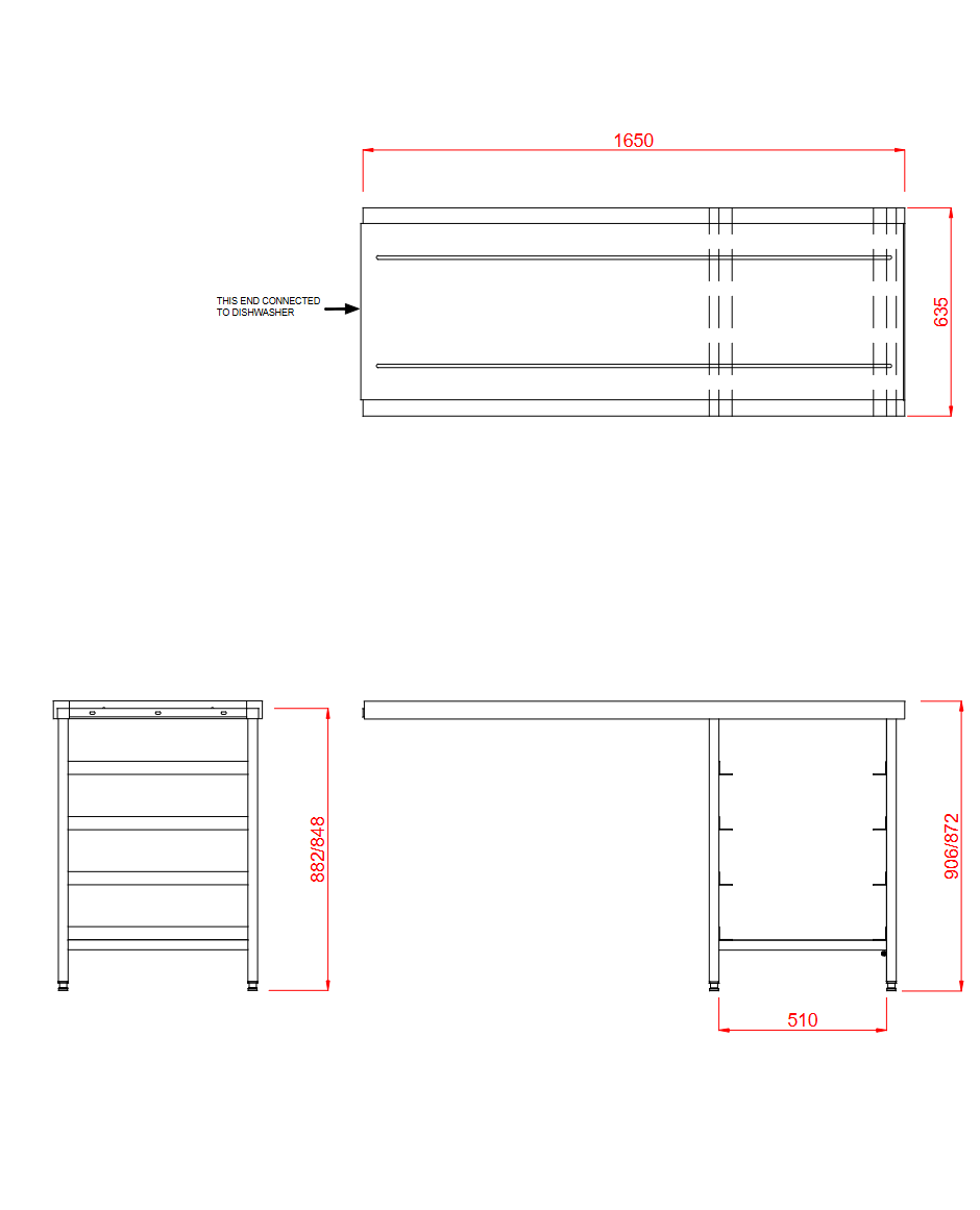 Hobart Outlet Triple Rack Table