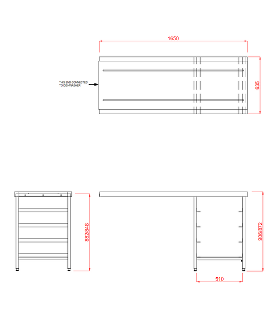 Hobart Outlet Triple Rack Table