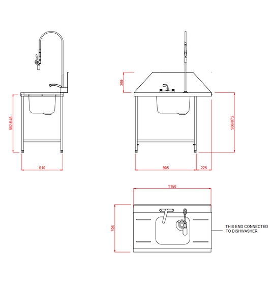 Hobart Inlet Double Rack Table & Sink L/R-Left Hand