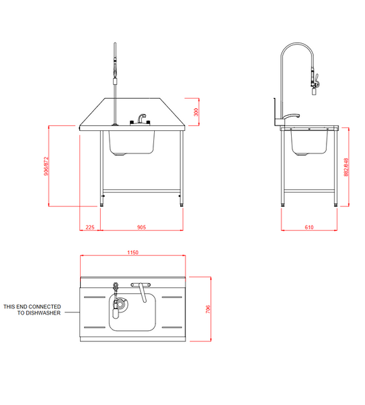 Hobart Inlet Double Rack Table & Sink R/L-Right Hand