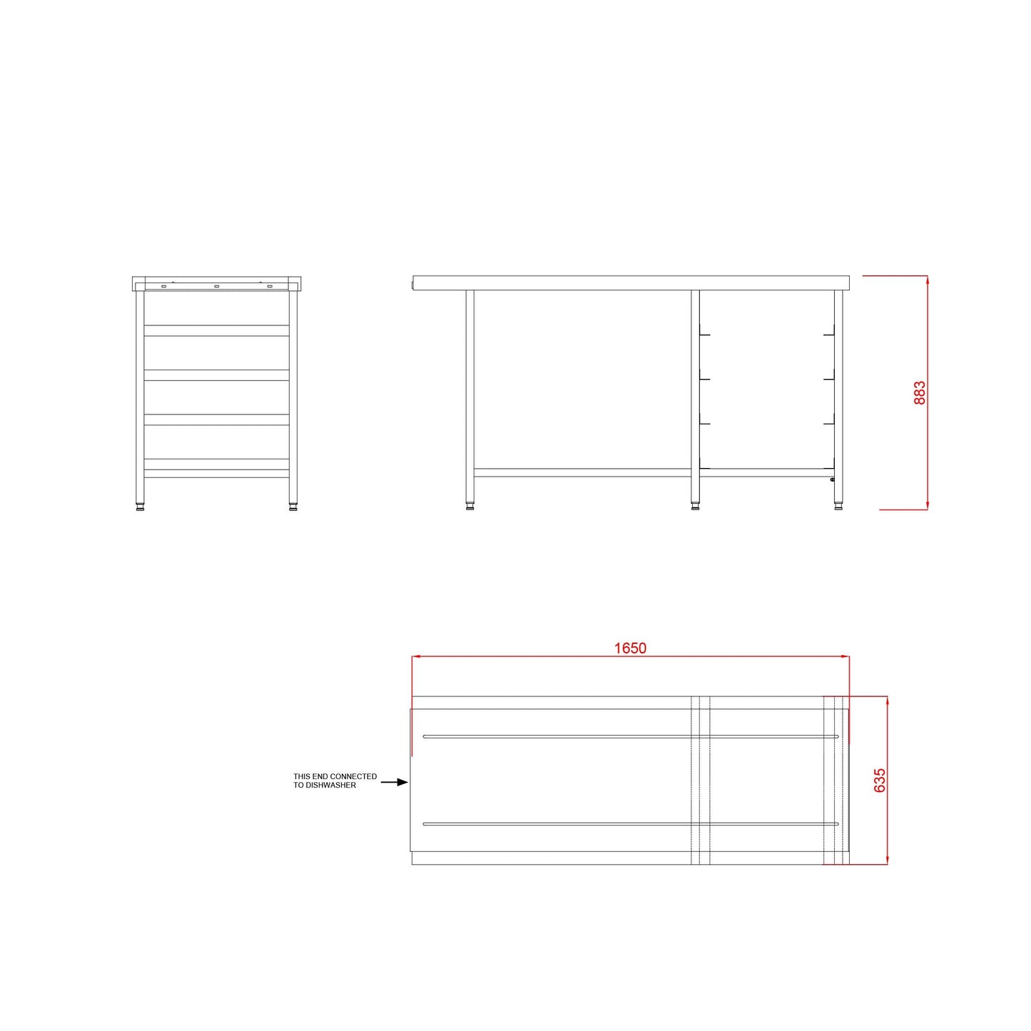 Hobart Outlet Triple Rack Table