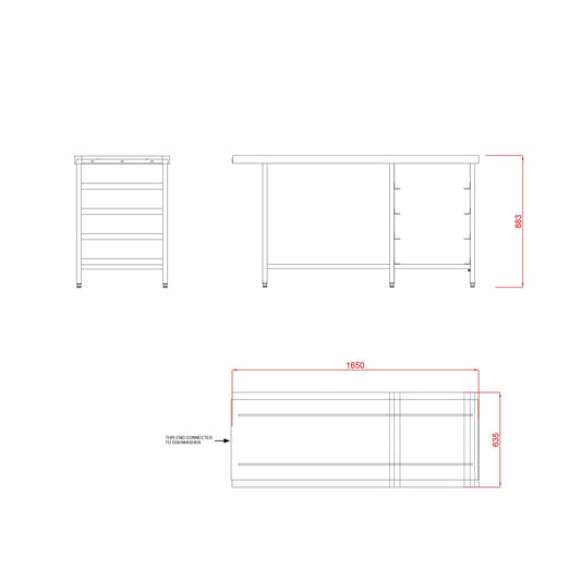 Hobart Outlet Triple Rack Table