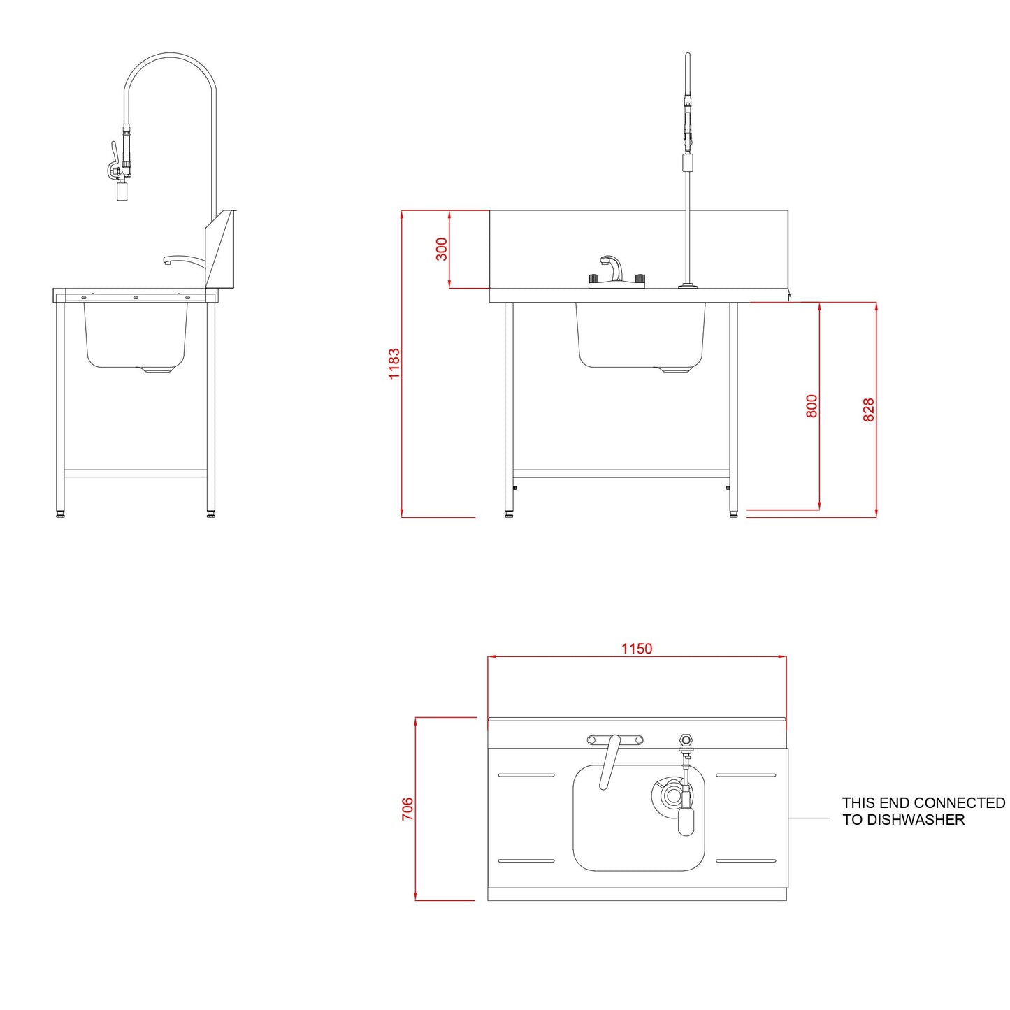 Hobart Inlet Double Rack Table & Sink L/R-Left Hand
