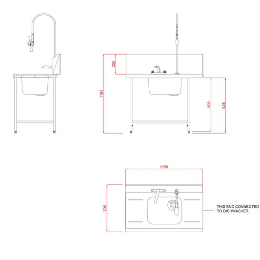 Hobart Inlet Double Rack Table & Sink L/R-Left Hand