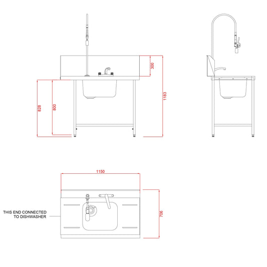 Hobart Inlet Double Rack Table & Sink R/L-Right Hand