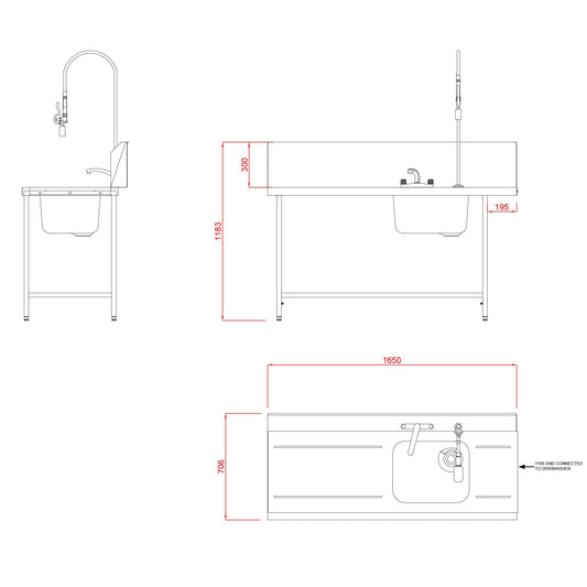 Hobart Inlet Triple Rack Table & Sink L/R-Left Hand